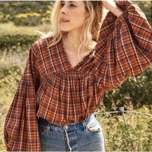 Doen Thistle Blouse - Blue Autumn Plaid